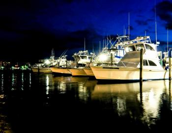 Boats docked outside the Marina