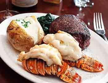 Lobster tail and steak