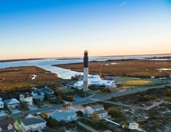 Ariel view of the Oak Island Lighthouse