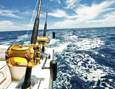 Fishing pole on a fishing boat