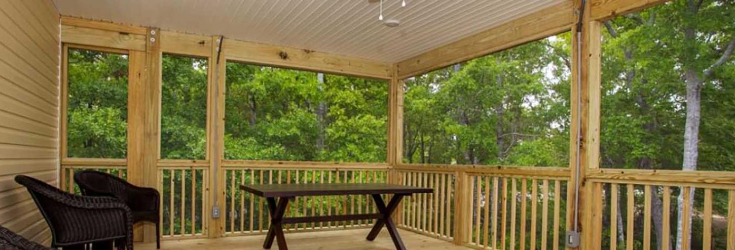 Covered porch on a Oak Island vacation rental