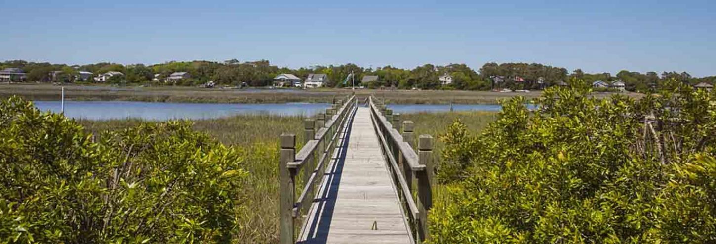 Pathway to the canal on Oak Island, NC