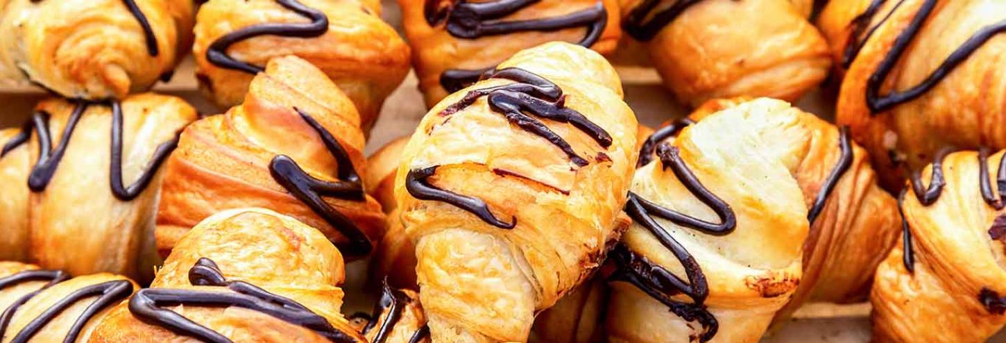 Croissants with chocolate drizzle