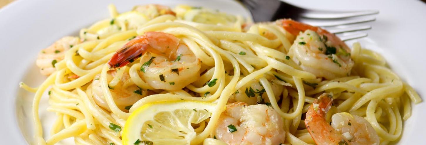 Plate of Shrimp Scampi from an Italian Restaurant