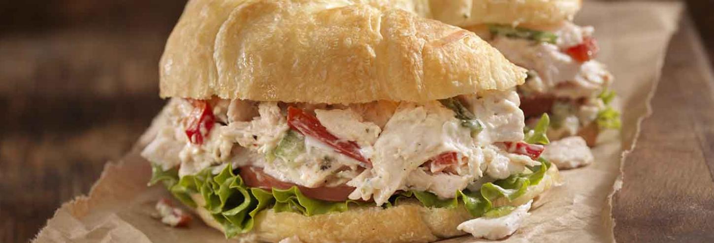 Chicken salad sandwich on a croissant