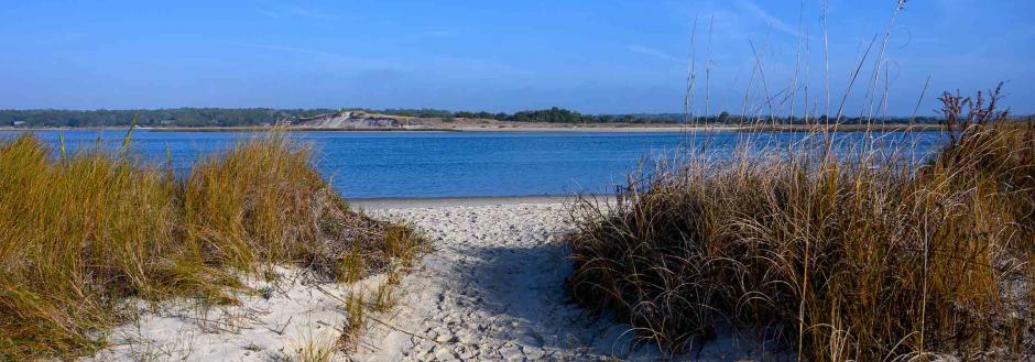 Sandy path to the beach on Oak Island