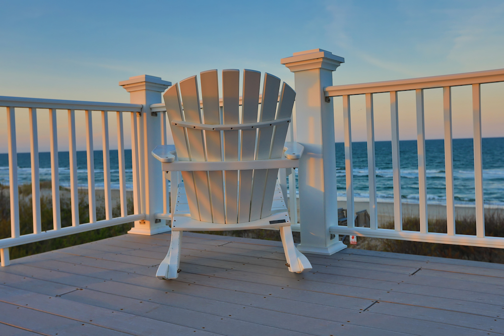 adirondack chair facing ocean