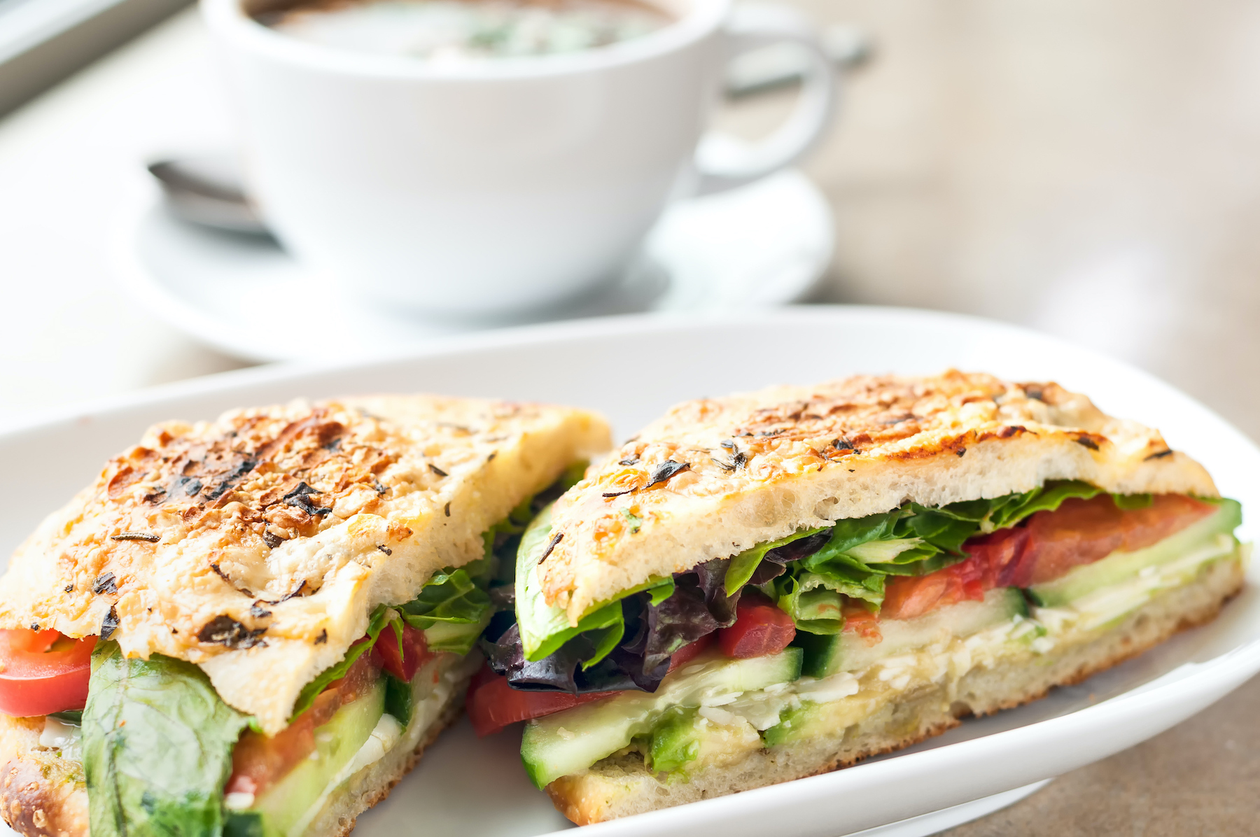 Cafe Koa Sandwiches, Soups, and More Cucumber Tomato Sandwich with Soup