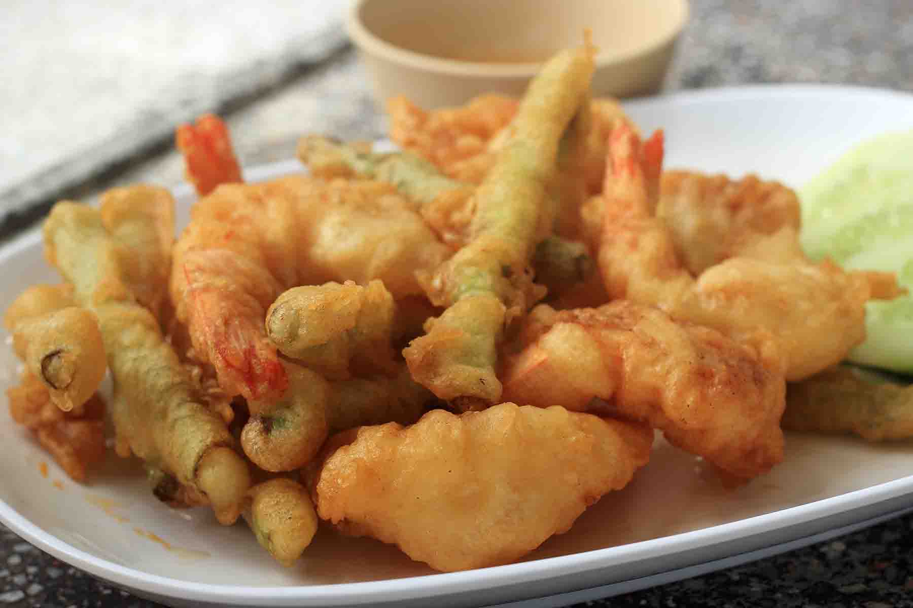 Fried seafood platter from a seafood restaurant