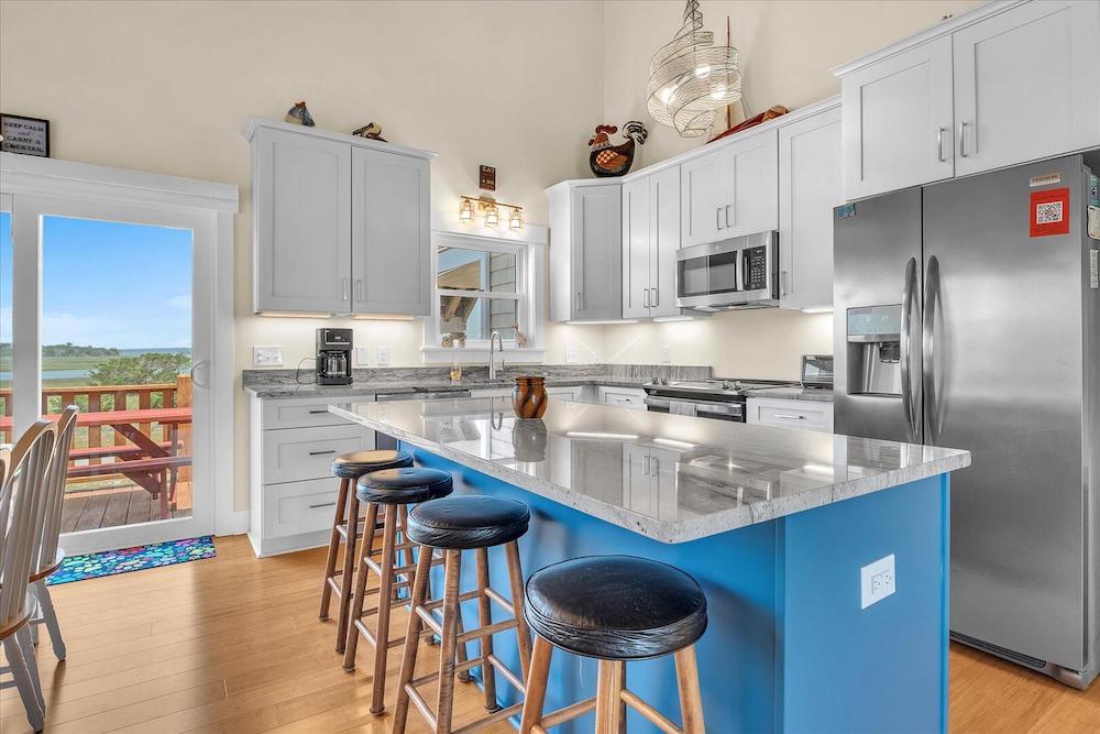 Kitchen in a vacation rental in oak island 