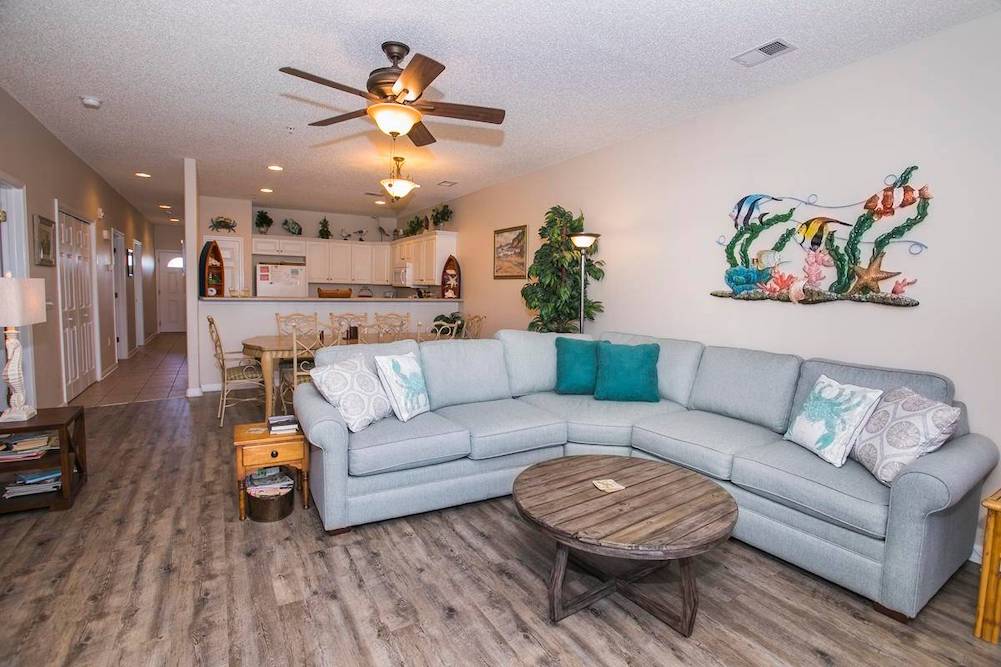 living room of unit 3103 at the palm in oak island