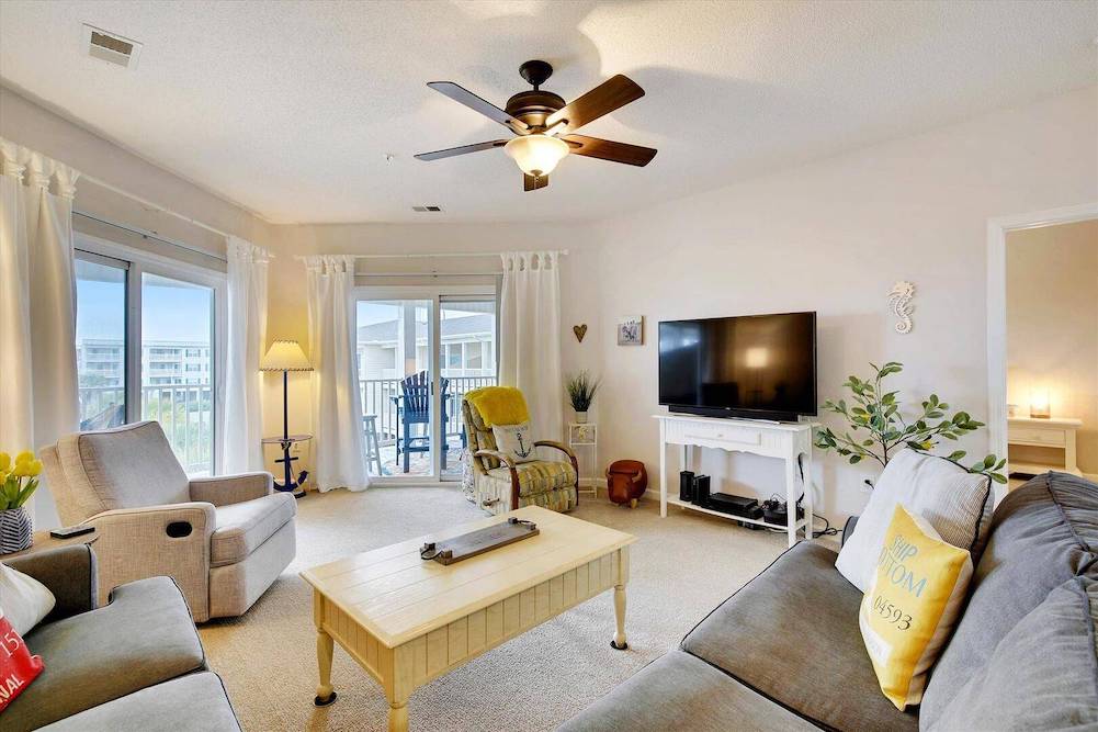 interior living room of a vacation rental at the beach