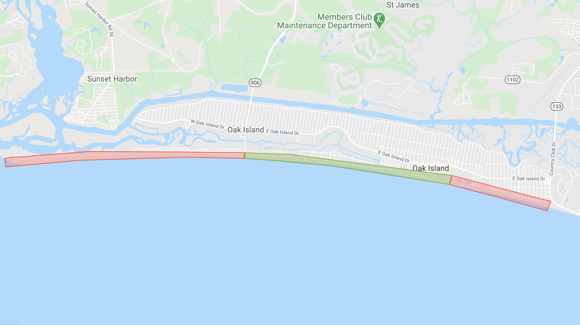 oak island sand nourishment map