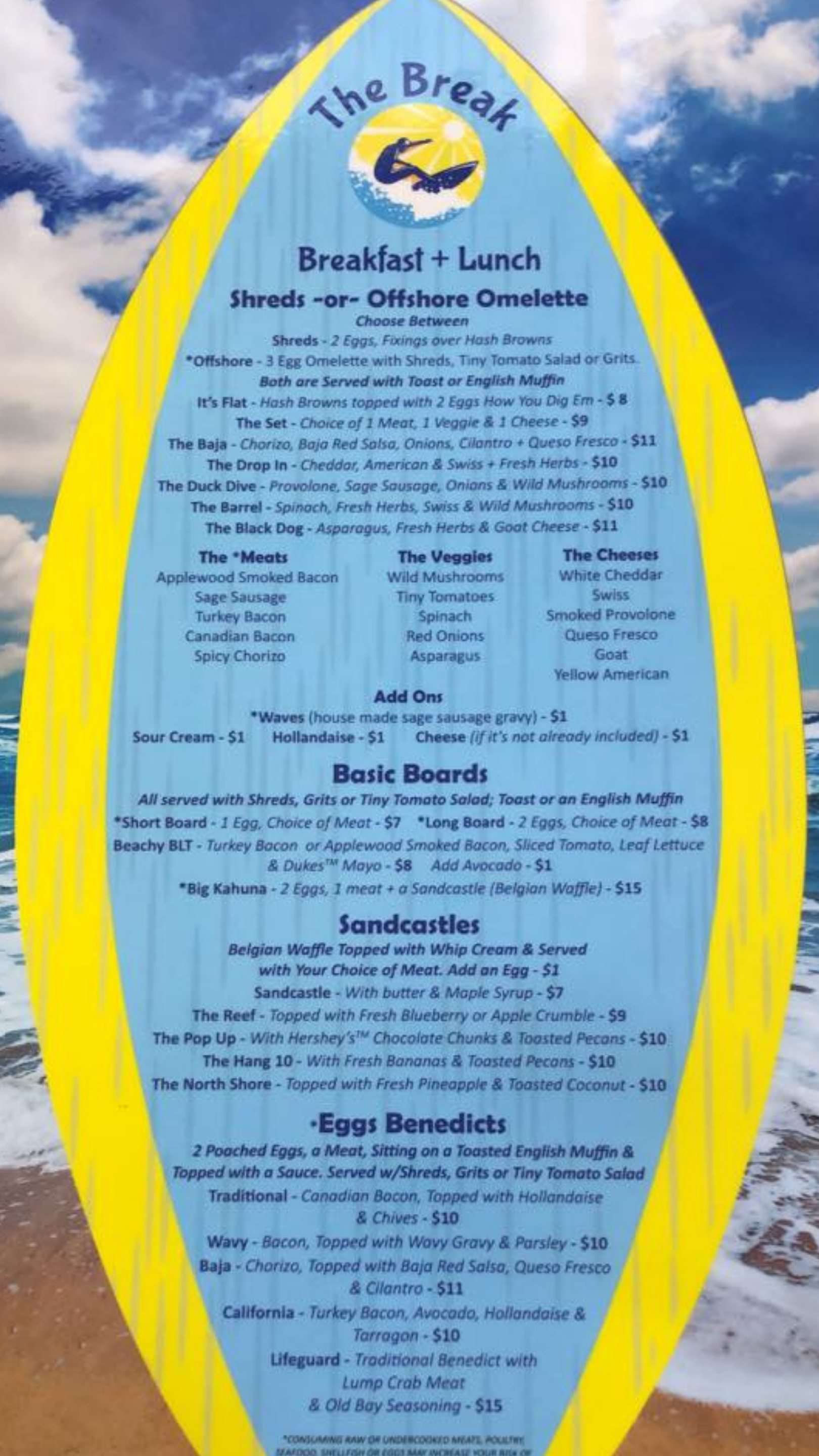 The Break Breakfast and Lunch Oak Island NC Restaurant Menu 1